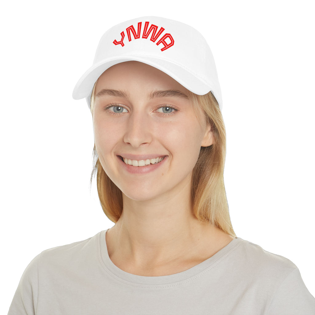 YNWA Embroidered Baseball Cap — Low Profile Red Lettering