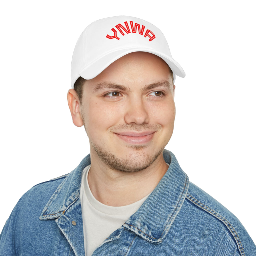 YNWA Embroidered Baseball Cap — Low Profile Red Lettering
